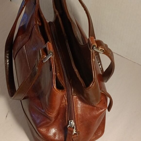 Veneto Italian Design Brown Leather 3 Compartment Top Handle Bag - Picture 6 of 10